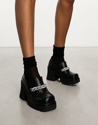 Drag Me Down chunky heeled loafers in black