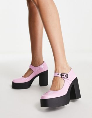platform heel mary jane shoe in pink