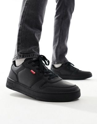 Drive leather trainer with logo in black