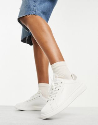 Ellis leather trainer in white with logo