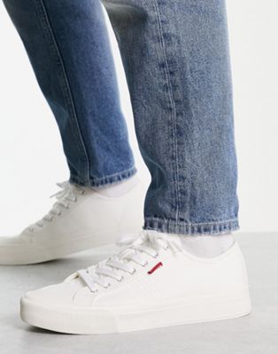 Hernandez canvas trainer in white with red tab logo