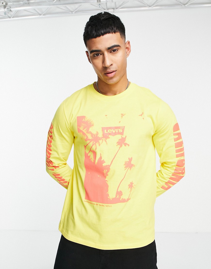 Levi’s long sleeve t-shirt in yellow with chest and arm print