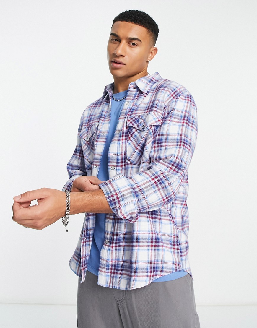 Levi’s relaxed fit Western shirt in blue check with logo