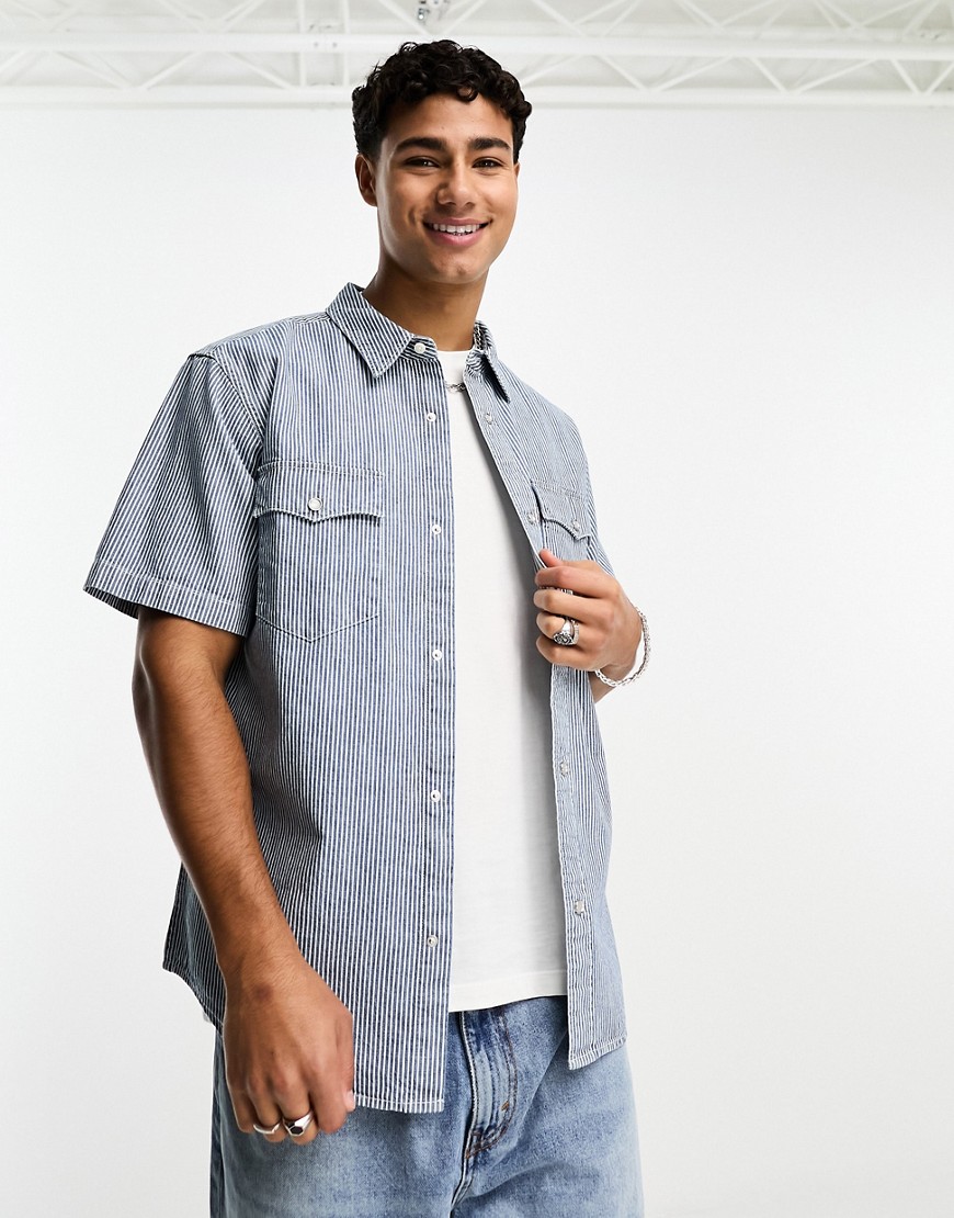 Levi’s relaxed fit western stripe shirt in blue