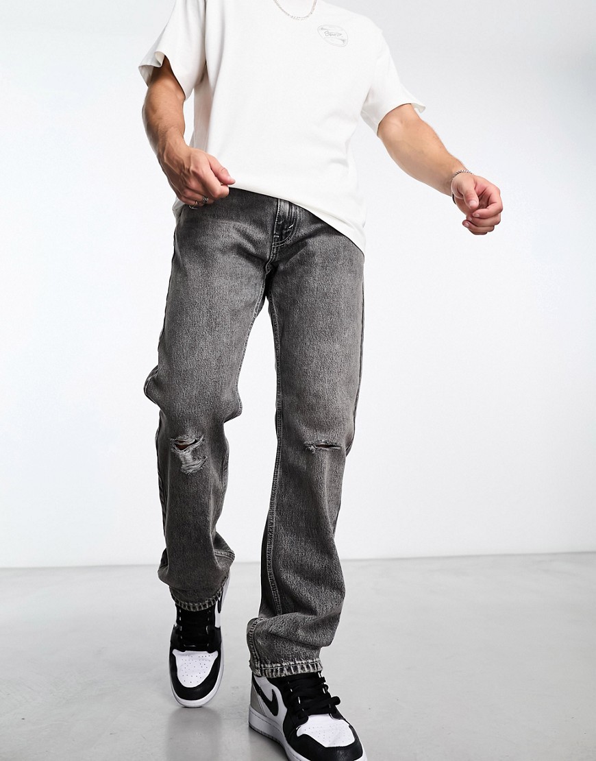 Levi’s Silvertab straight fit jeans in grey wash with distressing