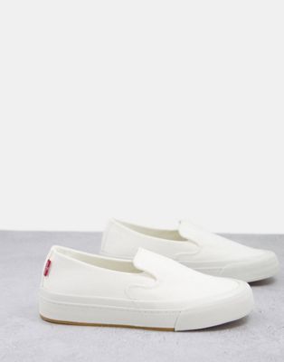 slip on low canvas shoe in white