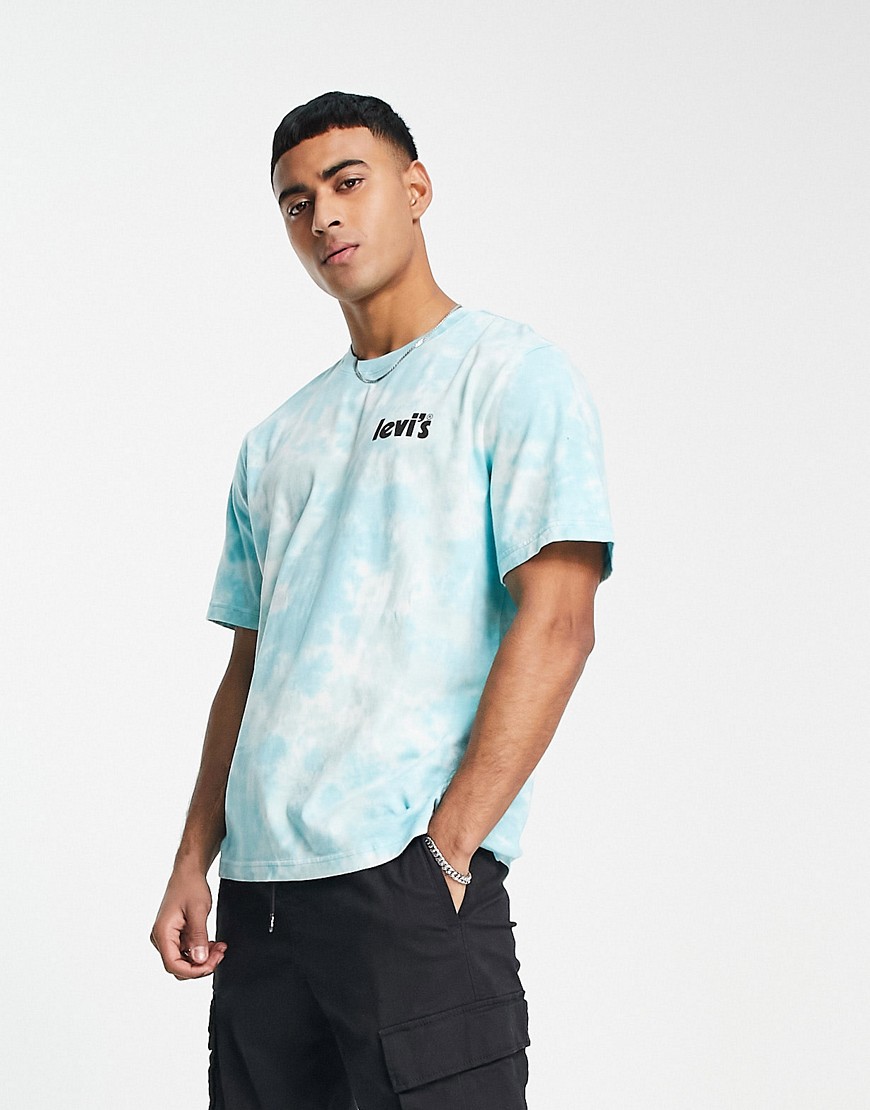 Levi’s t-shirt in blue tie dye with poster logo