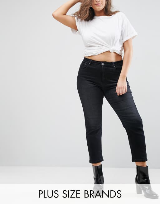 Как выглядят черные джинсы Liquor N Poker Plus Liqour N Poker Plus High waisted Slim Mom Jean
