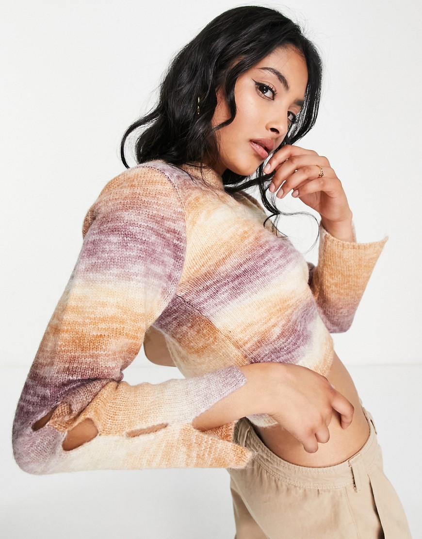 Lola May cut out sleeve jumper in space dye-Multi