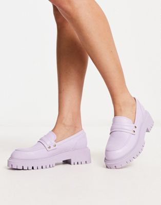 chunky loafers in lilac