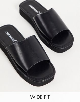 flatform nineties sandals with square toe in black