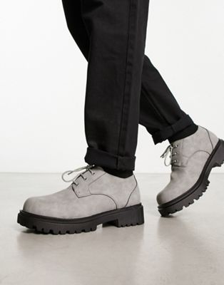 cleated sole chunky shoes in grey