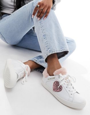 heart logo trainers in white