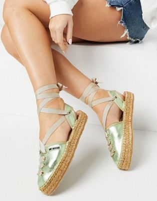 lace up espadrilles in green