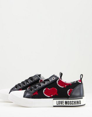 lace up heart trainers in black