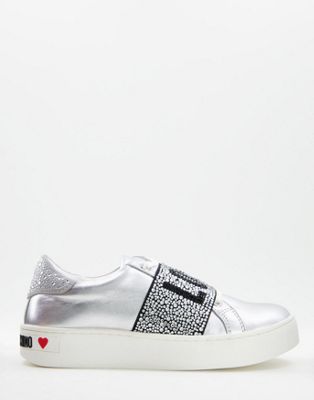 logo band trainers in silver