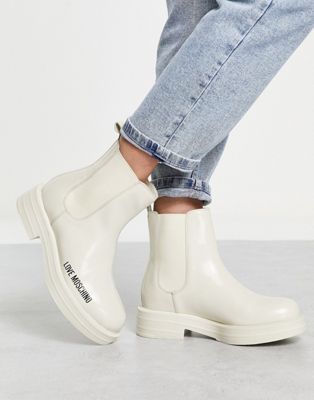 logo chelsea boots in off white