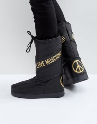 Love Moschino Peace Logo Snow Boots