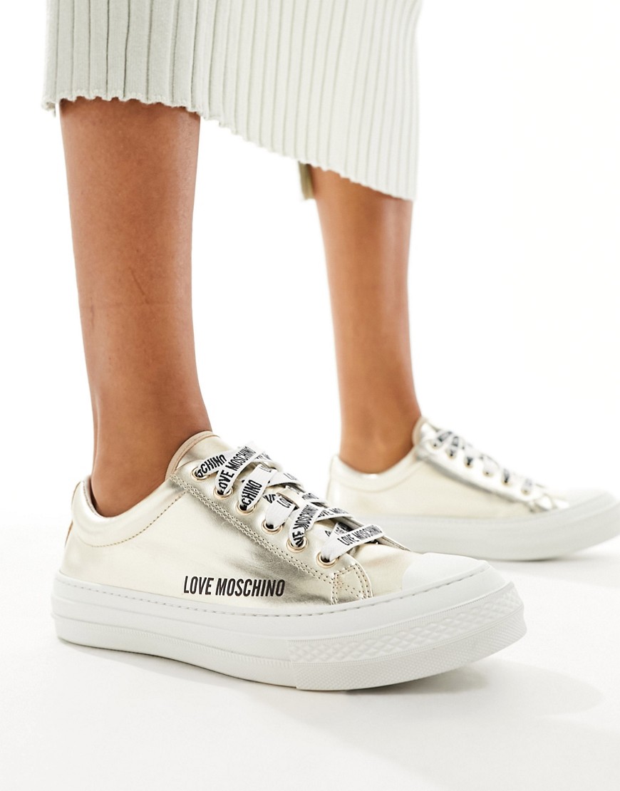 Love Moschino trainers in metallic-Silver