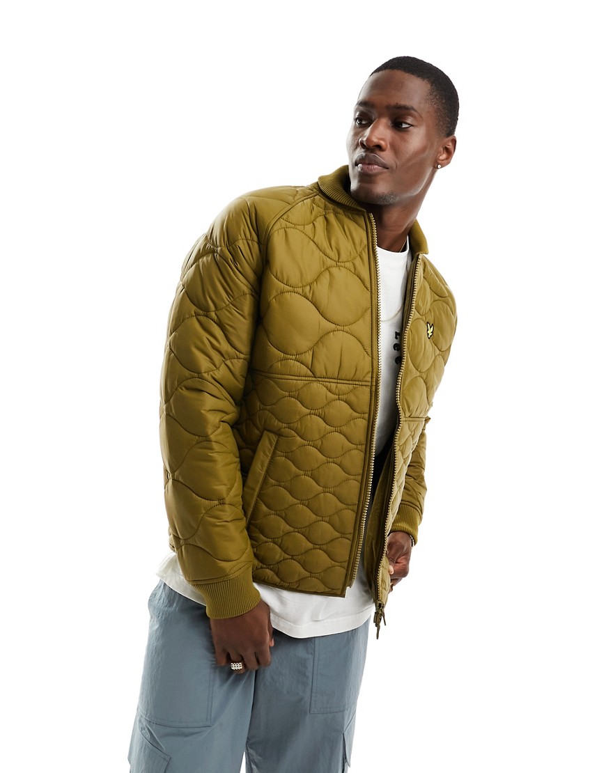 Lyle & Scott Quilted Bomber Jacket in Green