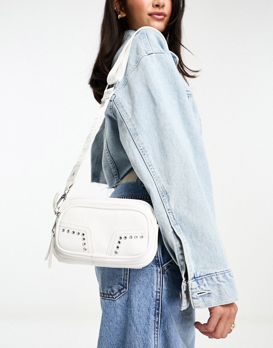 Madden Girl multi pocket camera bag in white