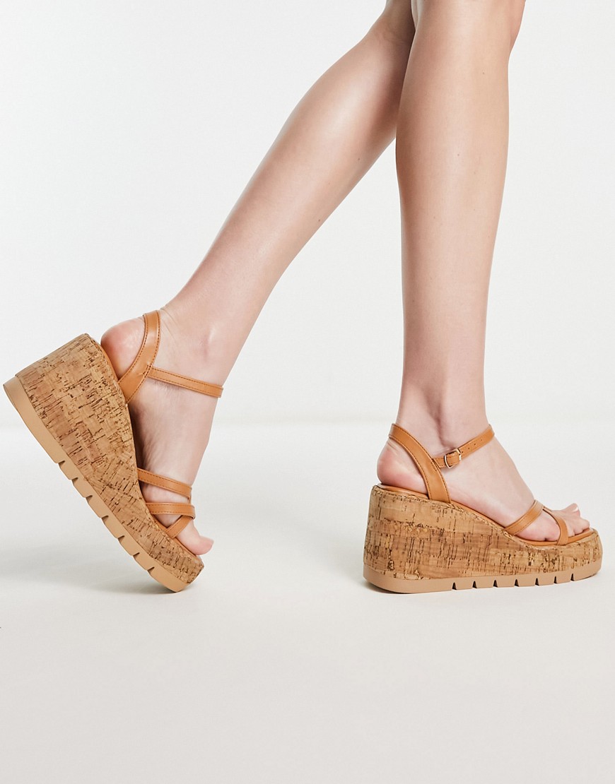 Madden Girl Vault-C cork wedge heeled sandal in tan-Brown