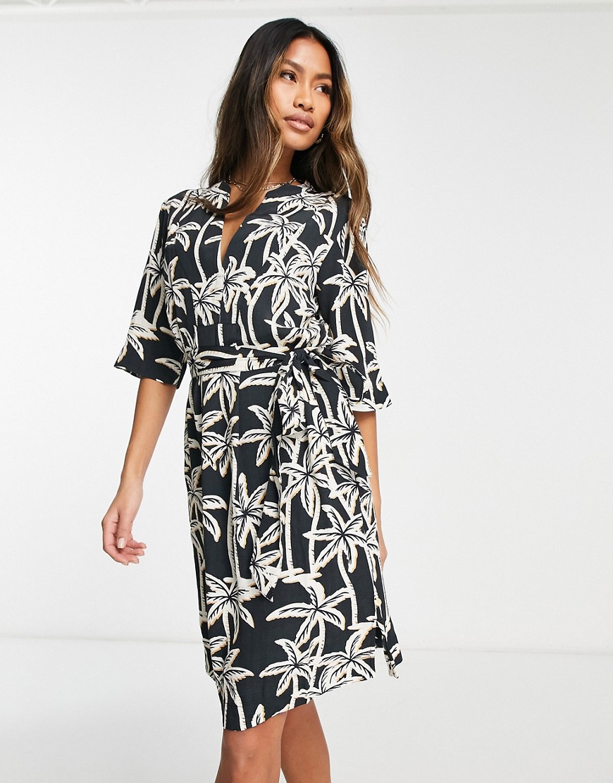 Maison Scotch all over palm printed loose fit dress-Multi