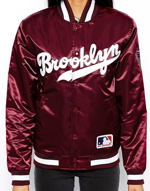 Majestic | Majestic Brooklyn Dodgers Satin Baseball Bomber Jacket