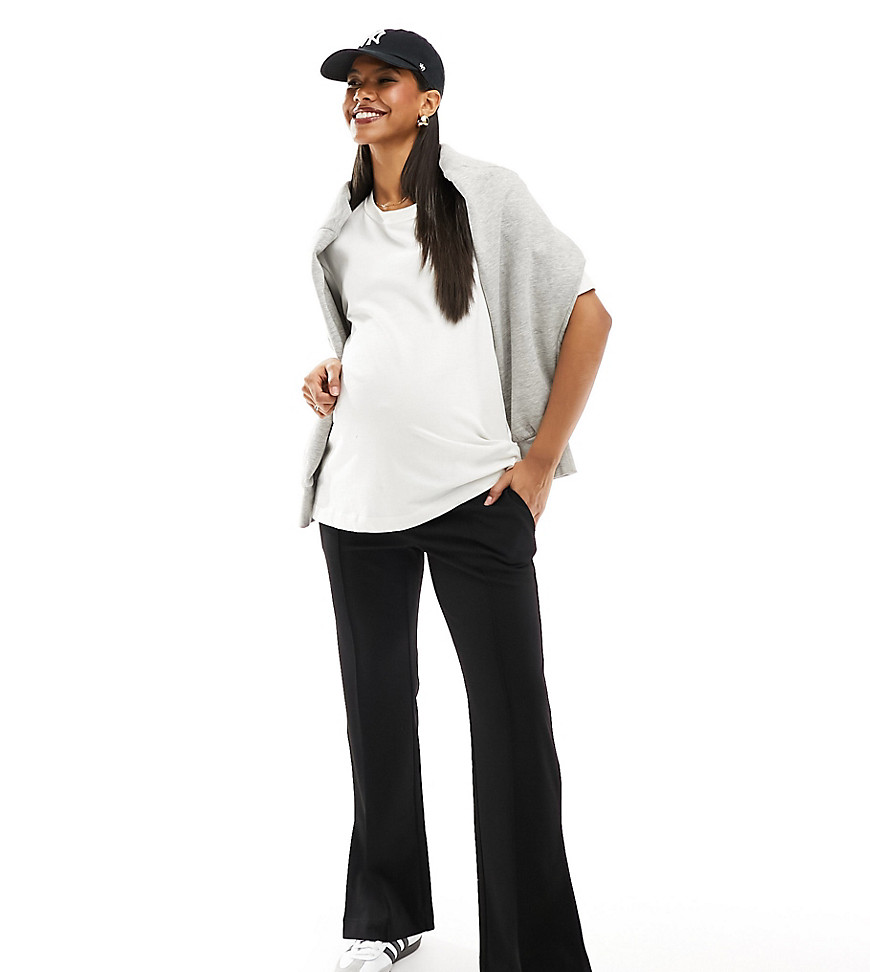Mamalicious wide leg relaxed trouser in black