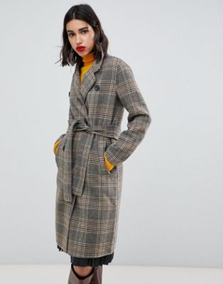 Image 1 of Mango check tie wasit clean coat in brown