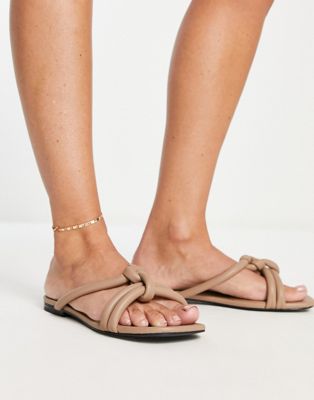 double strap sandals in tan