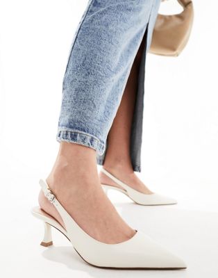 slingback heels in off white