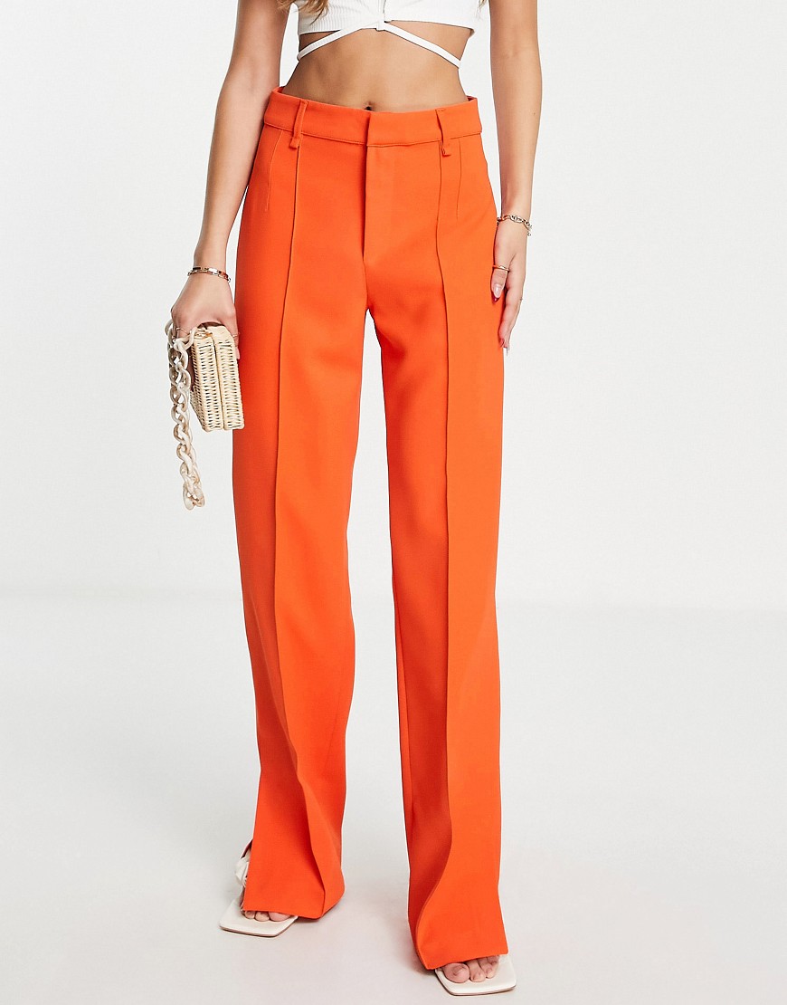 Mango straight leg tailored trouser in orange
