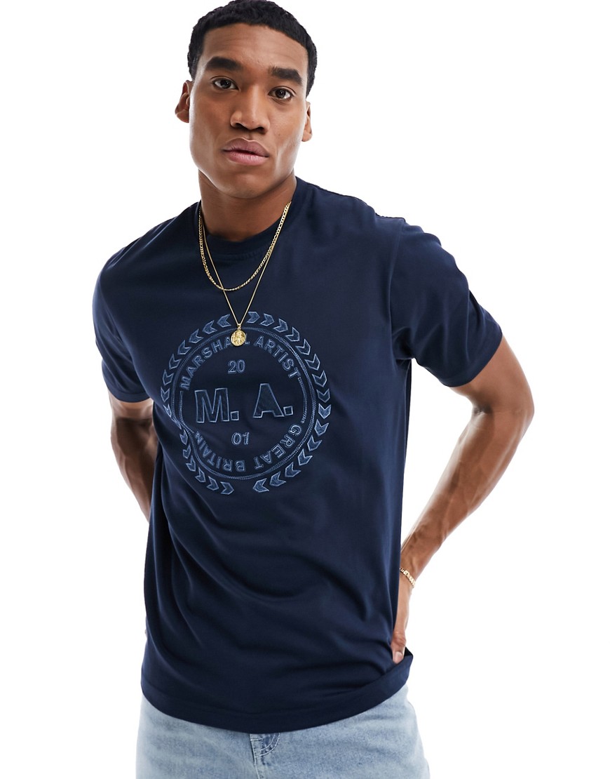 Marshall Artist embroidered short sleeve t-shirt in navy-Blue
