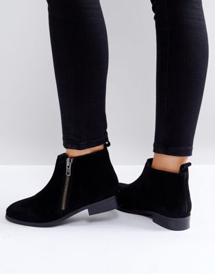Miss KG Spitfire Suede Zip Flat Ankle Boots