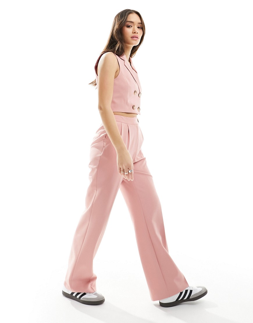 Miss Selfridge co-ord tailored wide leg trouser in Pink