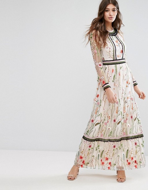 Miss Selfridge | Miss Selfridge Premium Embroidered Lace Detail Maxi Dress