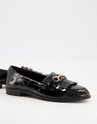snaffle pu loafer in black
