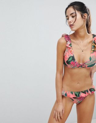 Asos Missguided – Bas de bikini à fleurs avec volants