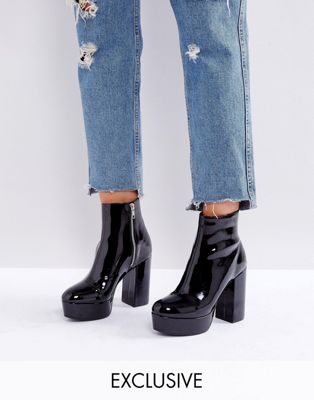 Monki Patent Heeled Ankle Boot