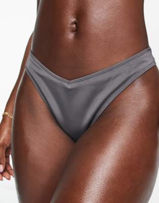 Monki V Shape Bikini Briefs In Grey ASOS