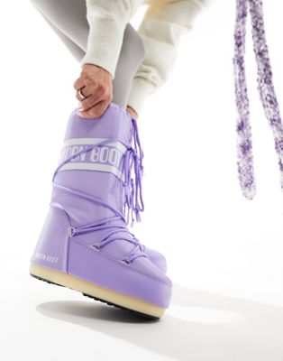 high ankle snow boots in lilac