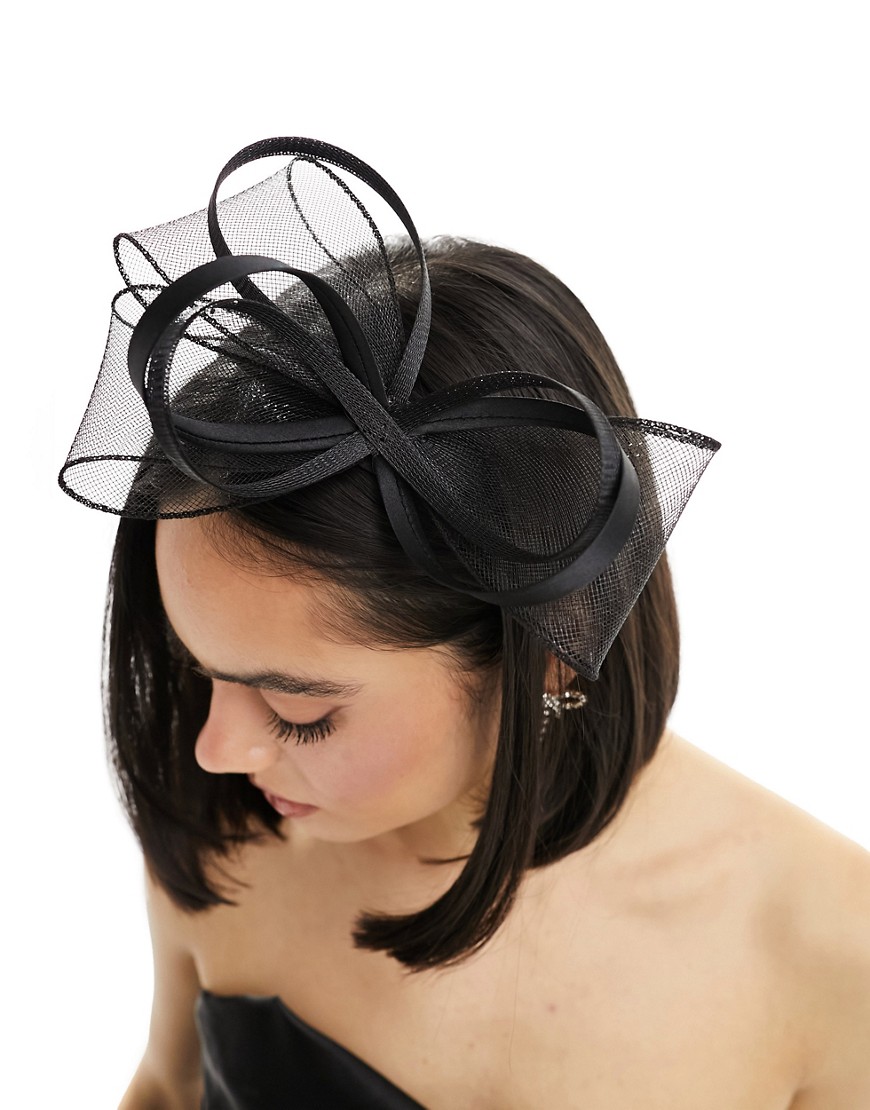 My Accessories bow detail fascinator headband in black