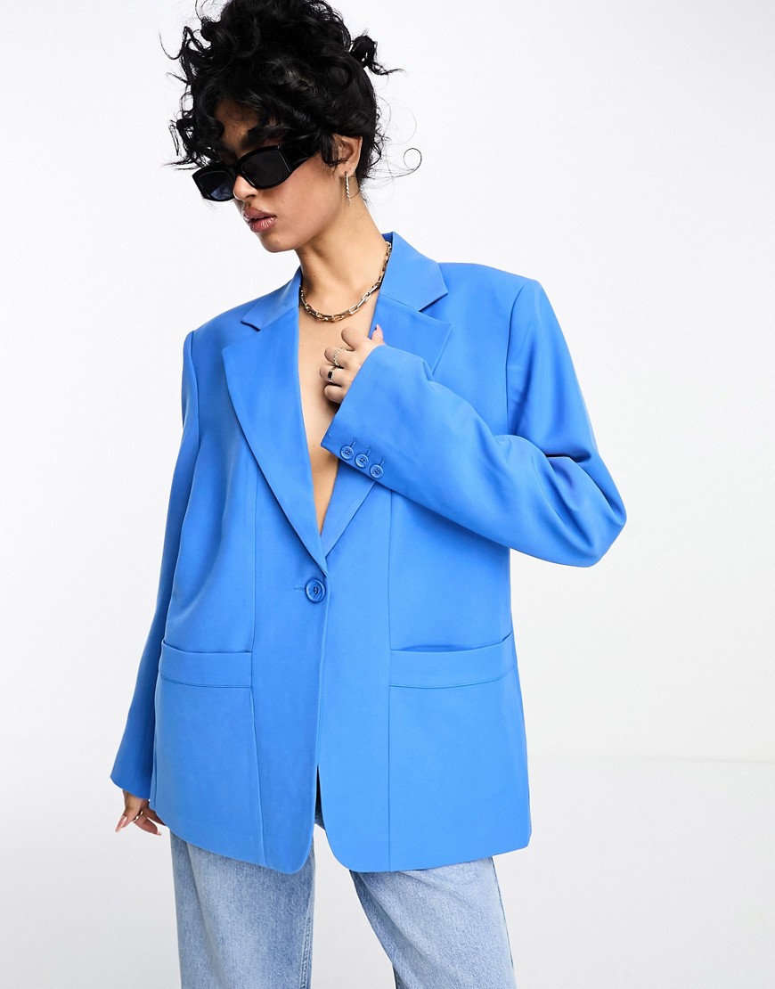NA-KD x Maddy Nigmatullin co-ord oversized blazer in blue