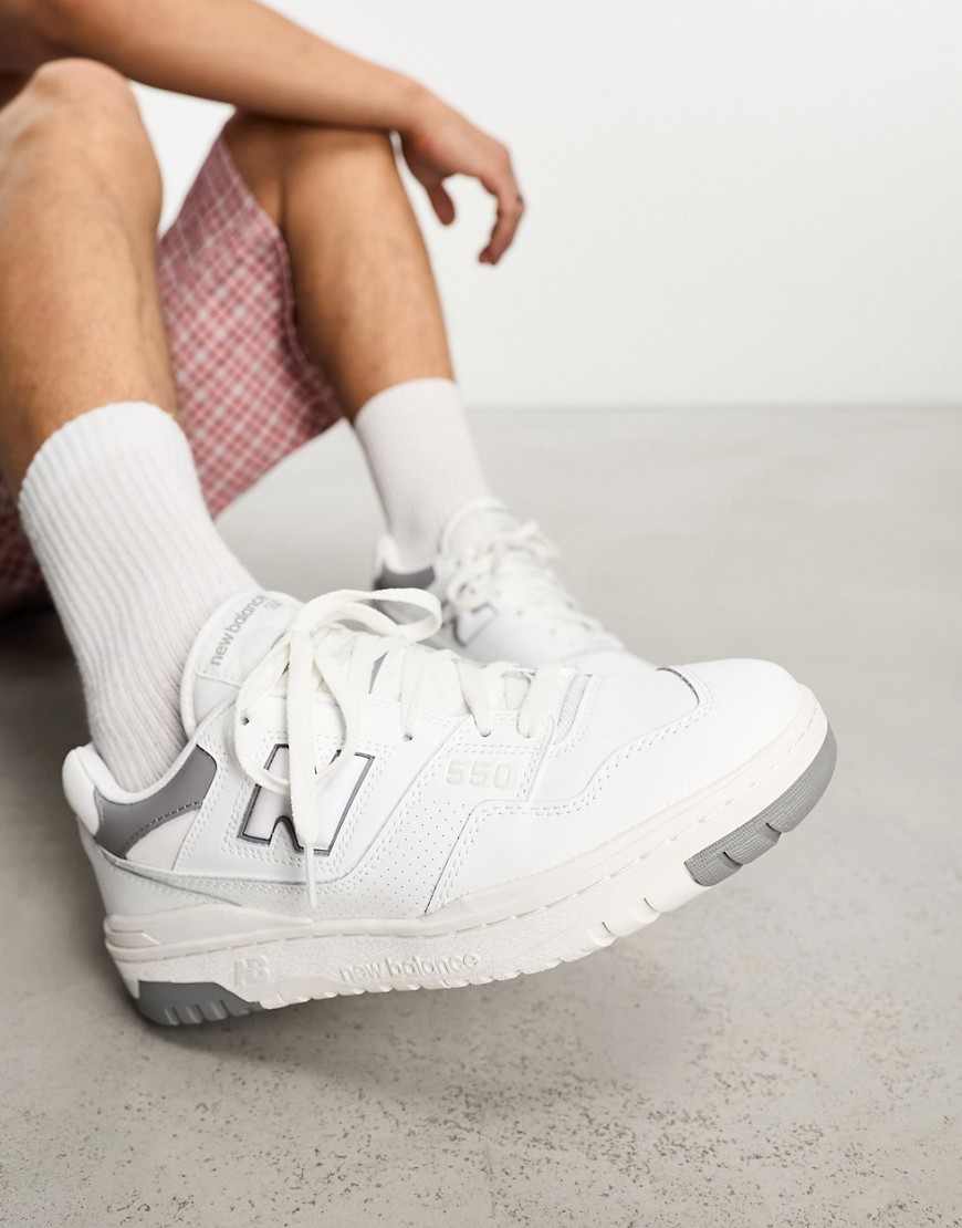 New Balance 550 sneakers in white with grey detail