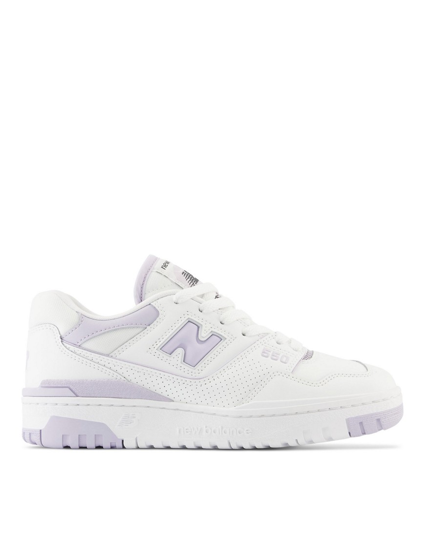 New Balance 550 trainers in white and lilac