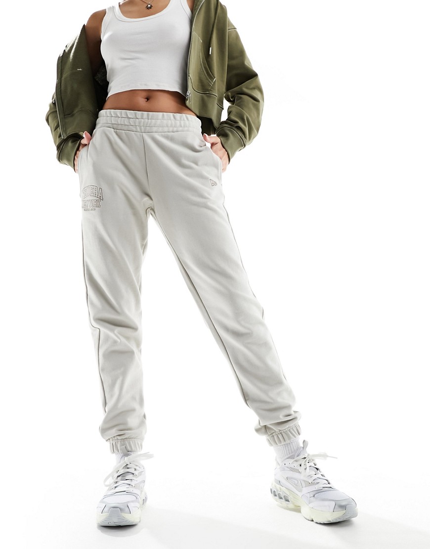 New Era embroidered joggers in off white