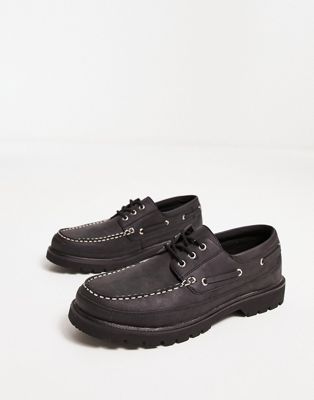 chunky boat shoes in black