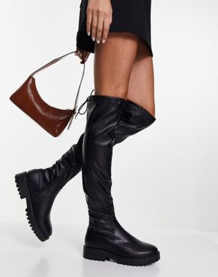 flat over the knee boot in black