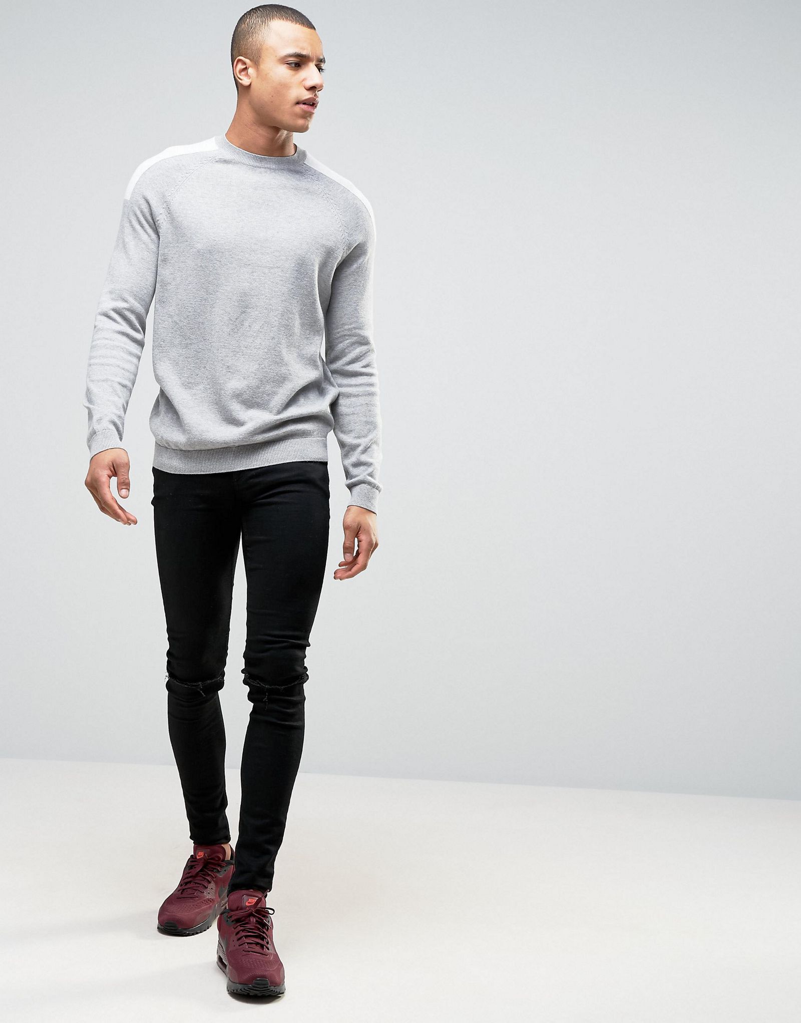 New Look Jumper With Contrast Shoulder Panel In Grey